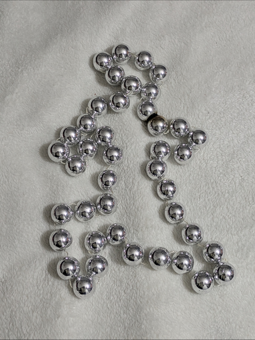 Mardi Gras Jumbo Metallic Silver Bead Necklace